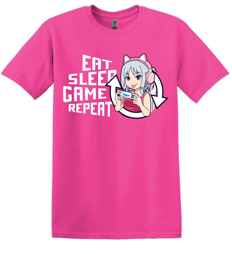 Eat sleep game repeat csajos Póló