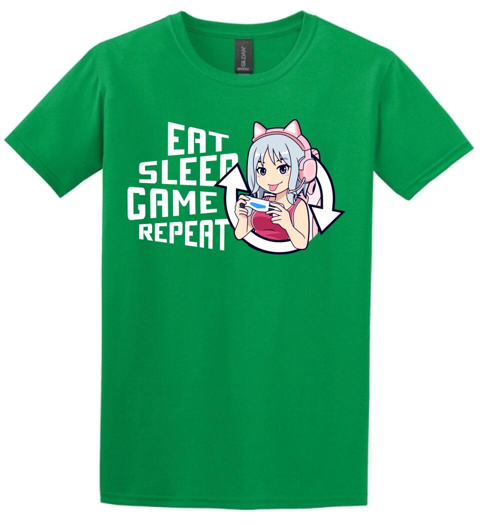 Eat sleep game repeat csajos Póló
