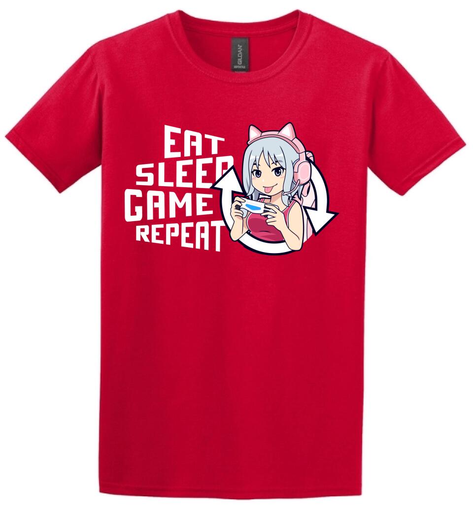 Eat sleep game repeat csajos Póló