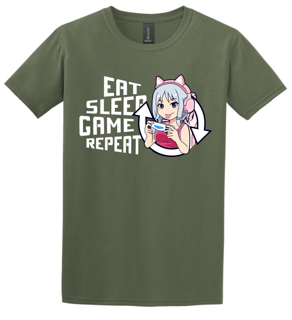 Eat sleep game repeat csajos Póló