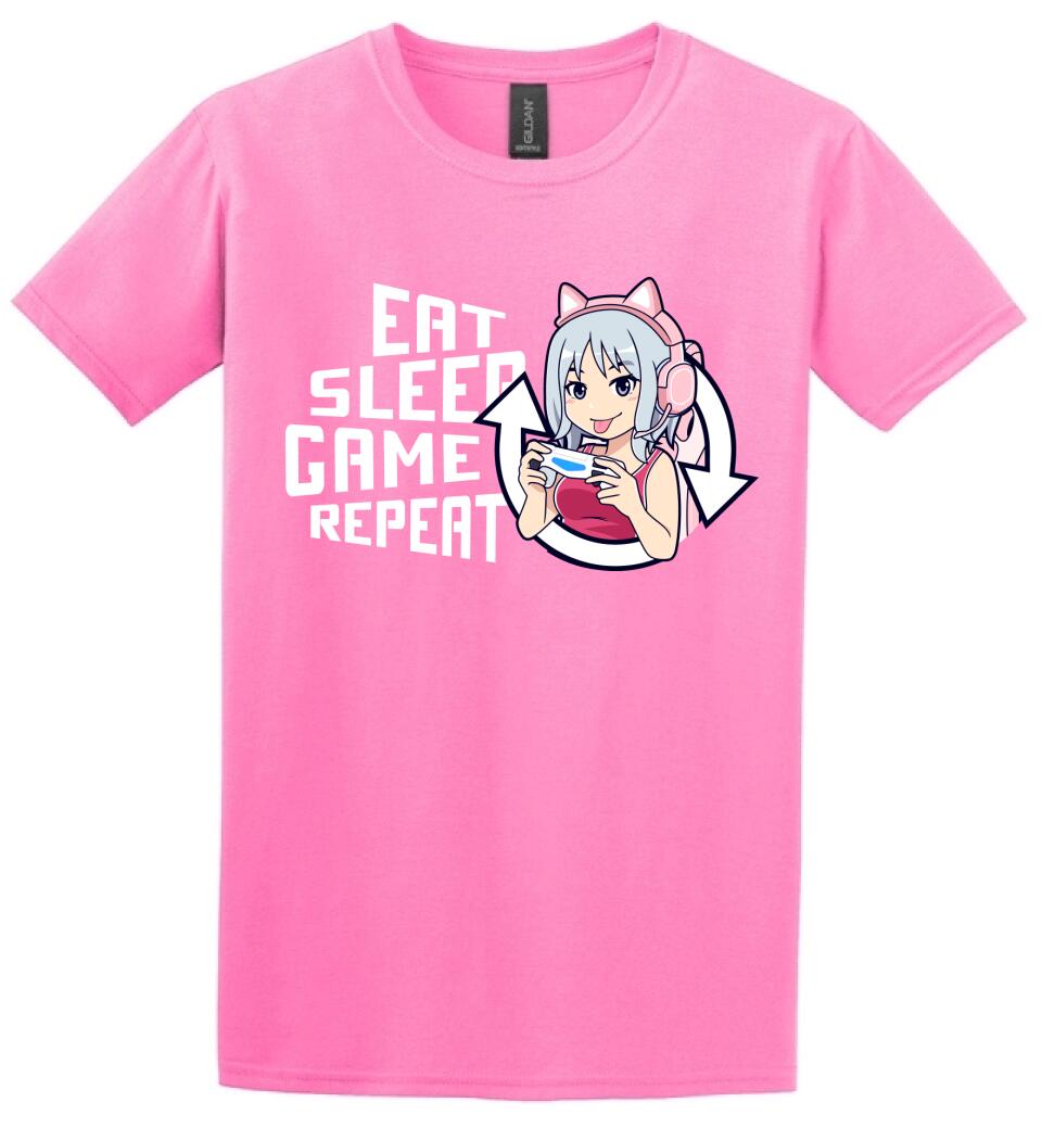 Eat sleep game repeat csajos Póló