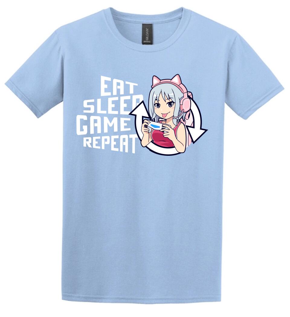 Eat sleep game repeat csajos Póló