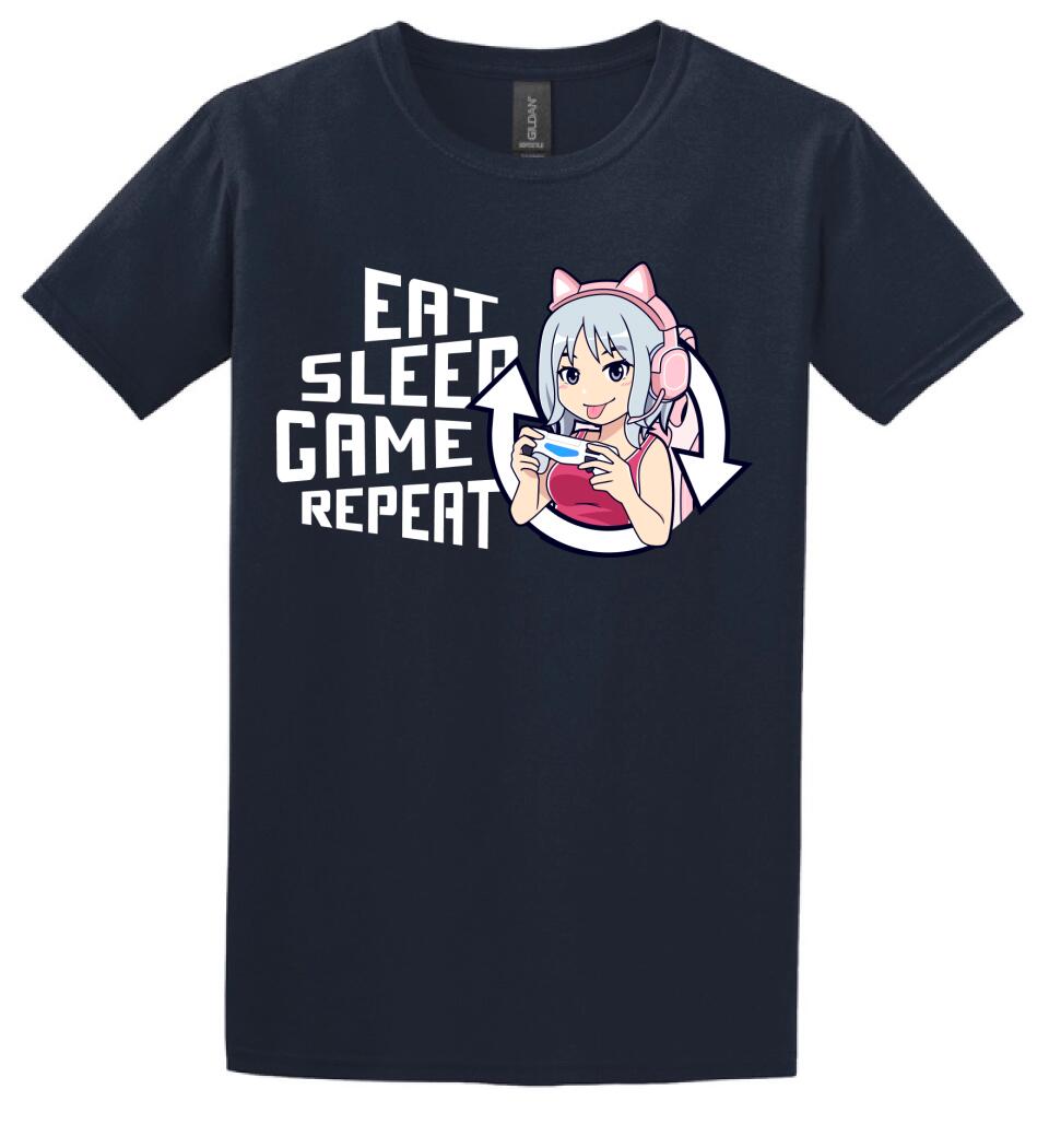 Eat sleep game repeat csajos Póló