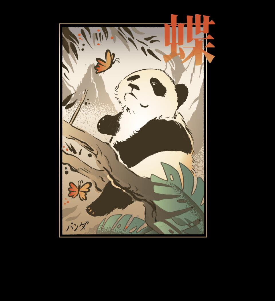 Panda Butterfly Japanese Póló