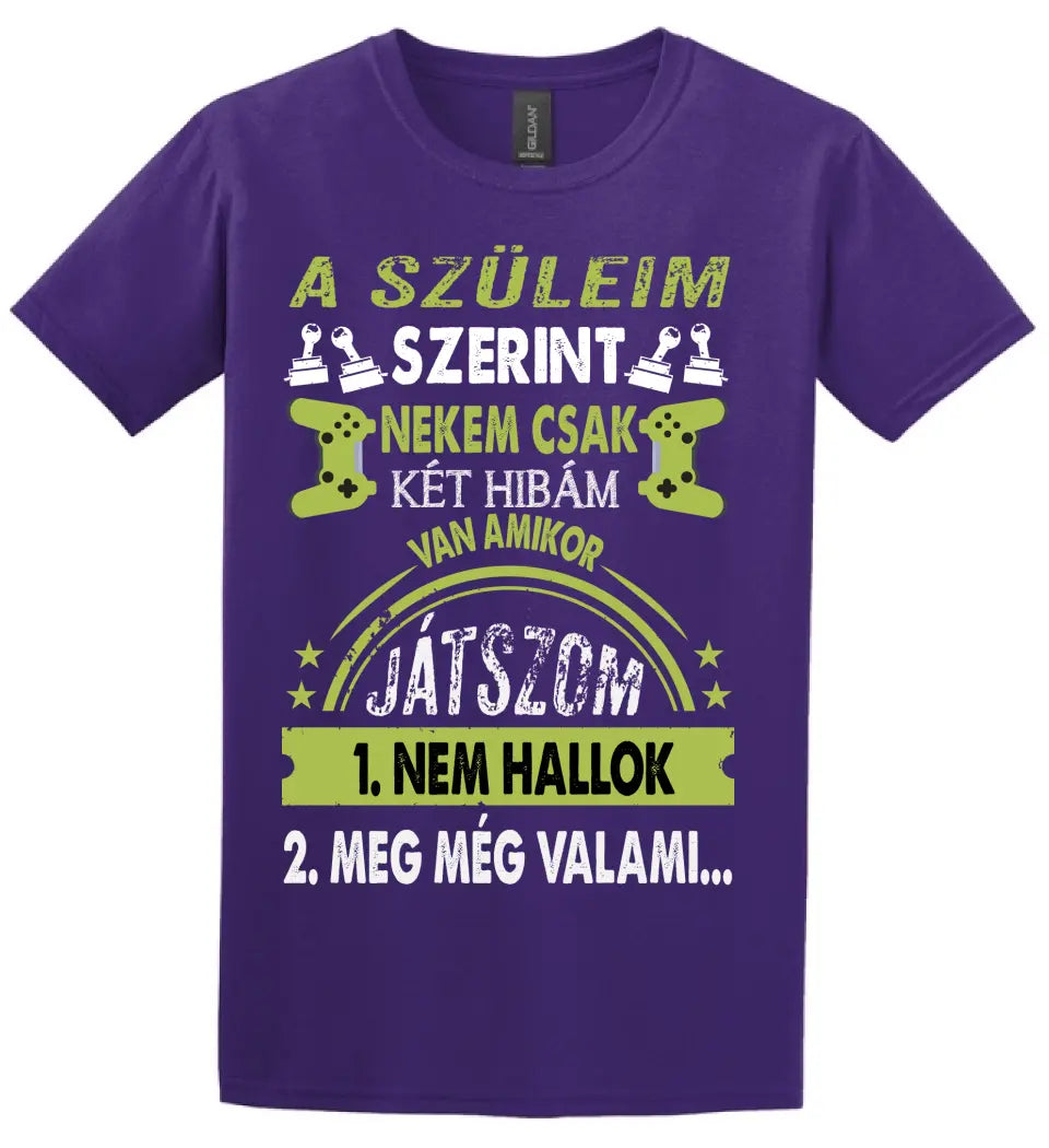 A SZÜLEIM SZERINT CSAK KÉT HIBÁM VAN GAMER Póló