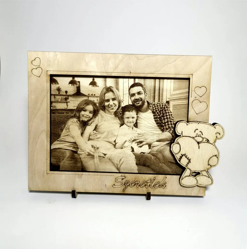 Fénykép, Fotógravírozás fába macis kerettel FORME.HU pòlò