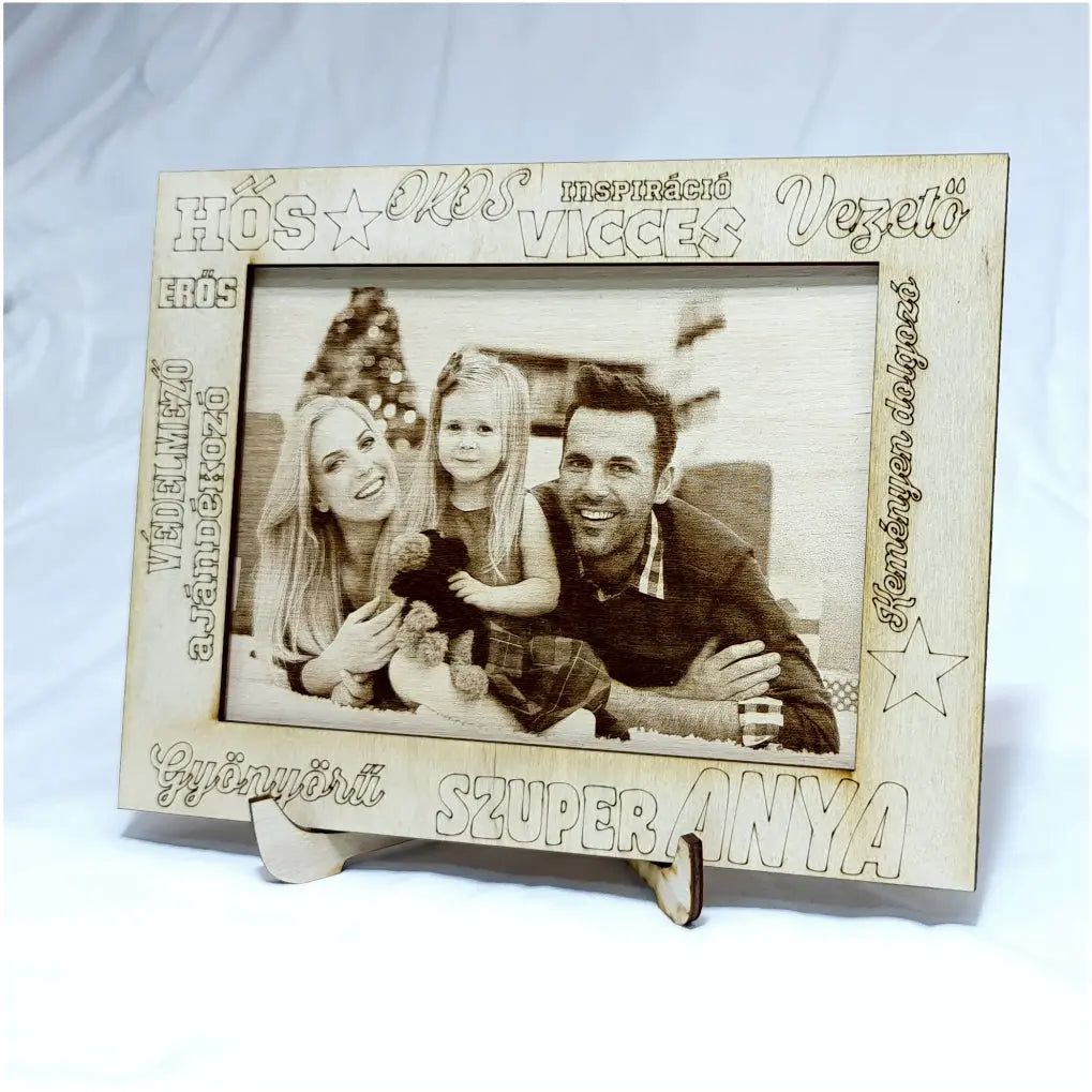 Fénykép, Fotógravírozás fába szuper Anya kerettel FORME.HU pòlò