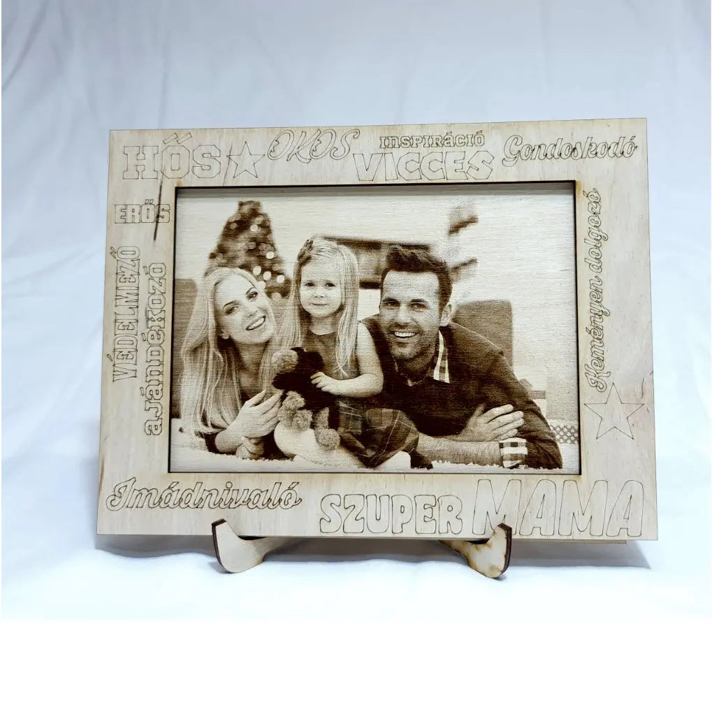 Fénykép, Fotógravírozás fába szuper Mama kerettel FORME.HU pòlò