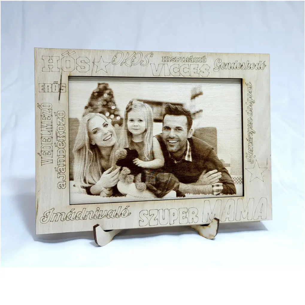 Fénykép, Fotógravírozás fába szuper Mama kerettel FORME.HU pòlò