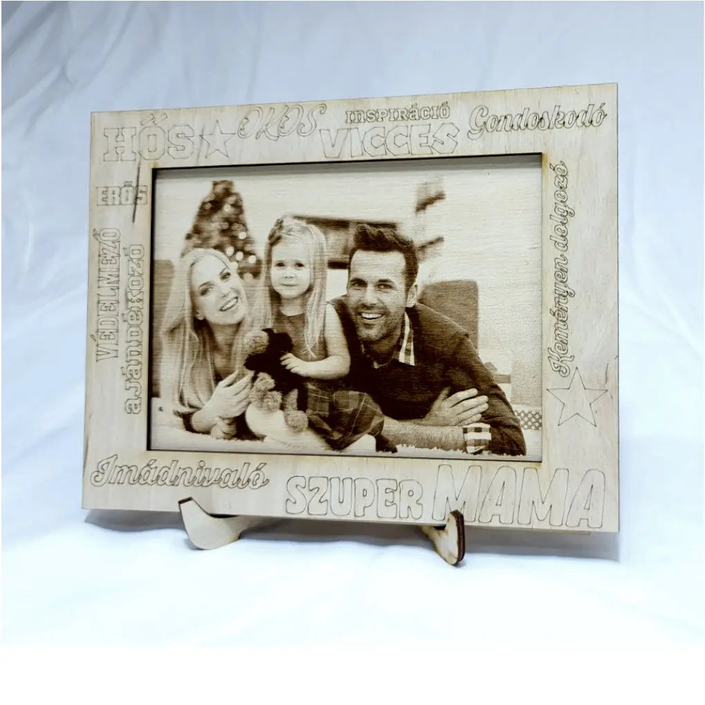 Fénykép, Fotógravírozás fába szuper Mama kerettel FORME.HU pòlò