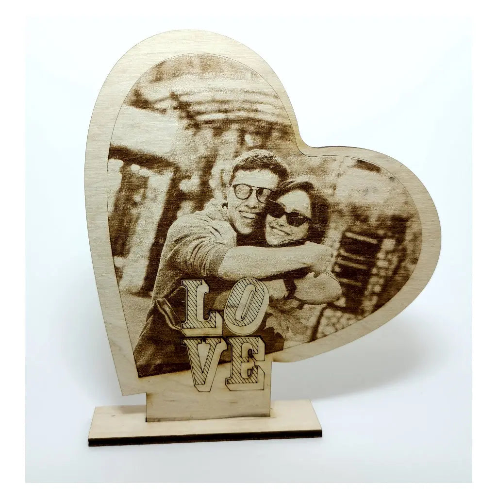 Fotógravírozás szív alakú fába FORME.H pòlò